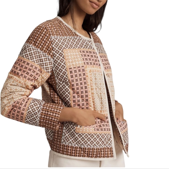 By Anthropologie Collarless Quilted Jacket